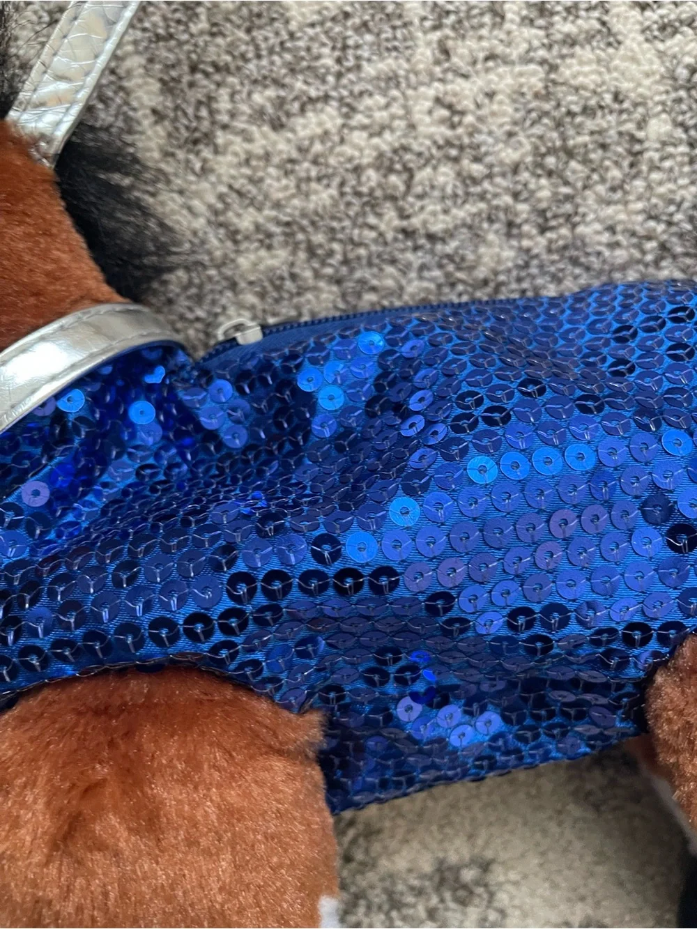 Rare Poochie & Co Girl's brown, blue, black/ Sequin Horse Shoulder Purse/Bag.